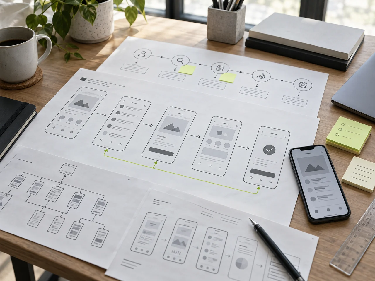 A mobile product blueprint with audience, goals, and constraints